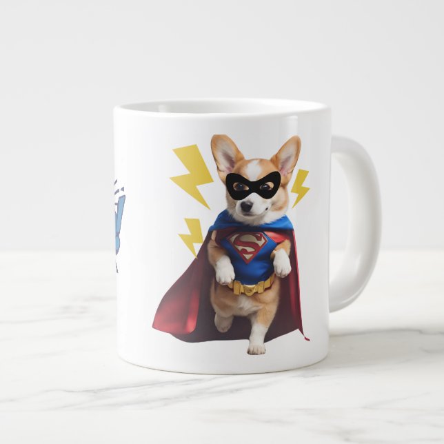Corgi Super Hero Large Coffee Mug (Front Right)