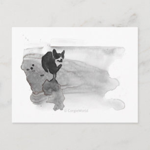 Corgi sur la carte postale de la plage