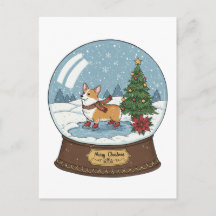 Corgi sur Patins Carte postale de Noël