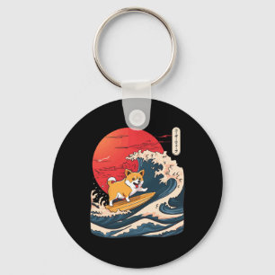 Corgi Surfing Japanese Wave _4 Keychain