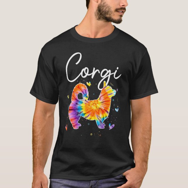 Corgi Tie Dye Rainbow Dog   T-Shirt (Front)