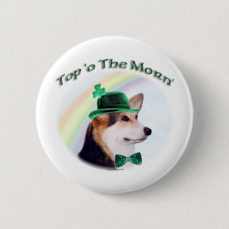 Corgi Top of the Morn'; Corgi St. Patrick's day 2 Inch Round Button