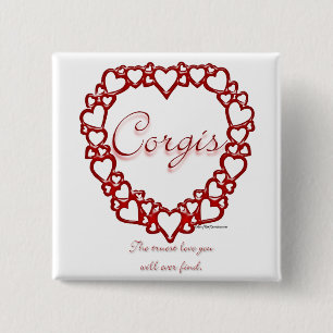 Corgi True Love 2 Inch Square Button