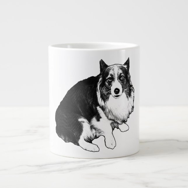 Corgi Twilight Café Large Coffee Mug (Front)