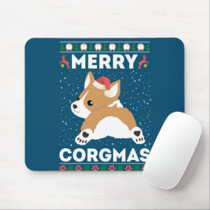 Corgi Ugly Christmas Sweater Style Merry Corgmas Mouse Pad