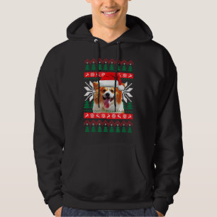 Corgi Ugly Christmas Sweater Style Santa Hat Pembr