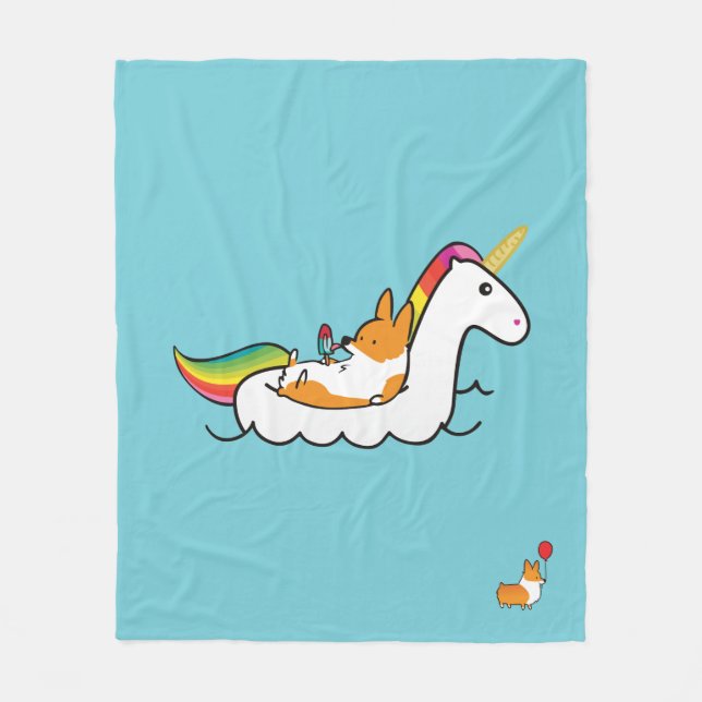 Corgi Unicorn Floatie Blanket (Front)