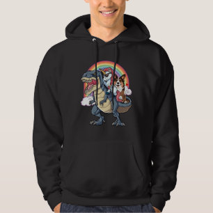 Corgi Unicorn Ride T Rex Hoodie