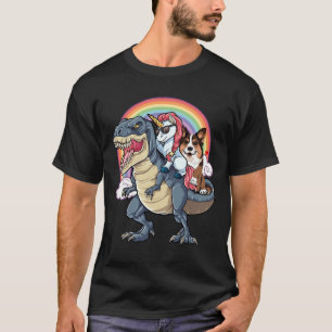 Corgi Unicorn Ride T Rex T-Shirt
