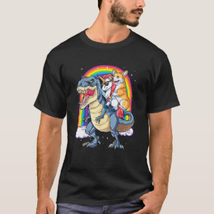 Corgi Unicorn Riding Dinosaur T Rex  Men Women Rai T-Shirt
