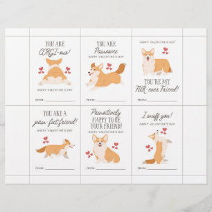 Corgi Valentine Cards for Kids