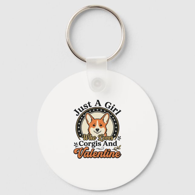 Corgi Valentine Design for Dog Lovers_1 Keychain (Front)