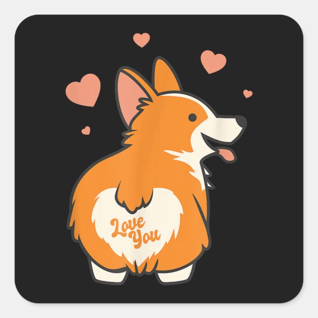 Corgi Valentines Day Gift Dog Lover Heart Square Sticker (Front)