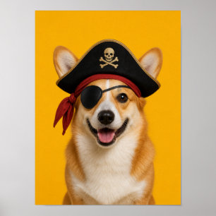 Corgi Wall Art — Halloween Pirate Pet Portrait