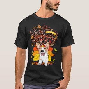 Corgi Wearing Turkey Hat Fall Autumn Thanksgiving T-Shirt