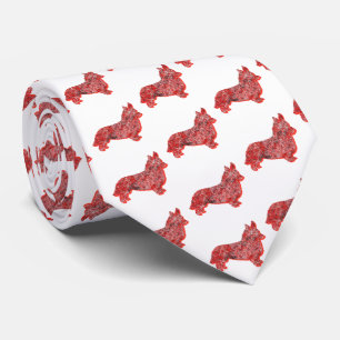 Corgi Welsh Christmas Dog Silhouette White Neck Tie