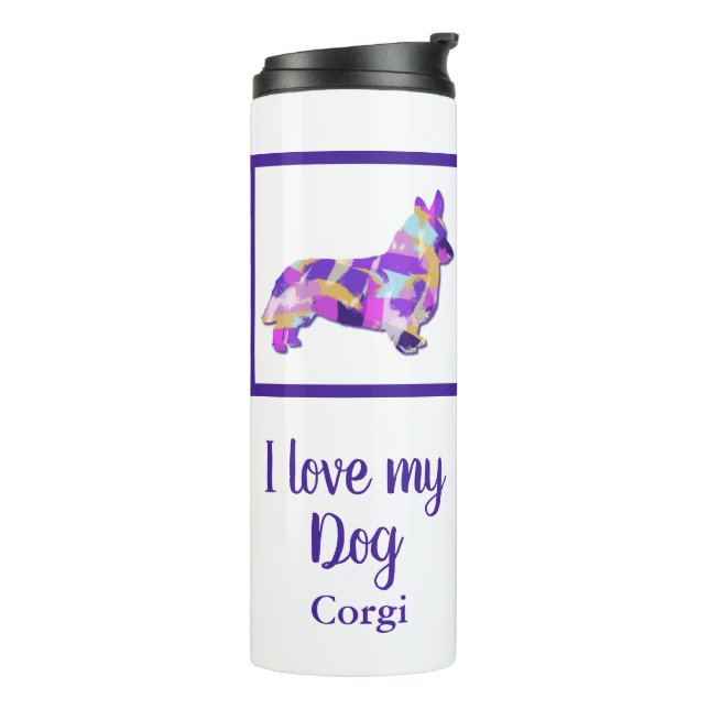 Corgi Welsh Cute Dog Silhouette PurplePY&B  Thermal Tumbler (Rotated Left)