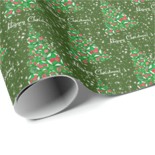 Corgi Welsh Dog Christmas Tree Holiday Green Wrapping Paper