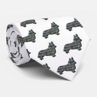 Corgi Welsh Dog Yellow & Black Grid White Tie