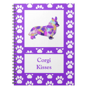 Corgi Welsh Kisses Dog Silhouette PurplePY&B Notebook