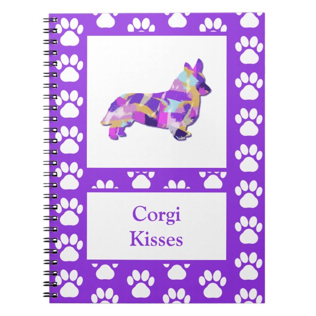 Corgi Welsh Kisses Dog Silhouette PurplePY&B Notebook (Front)