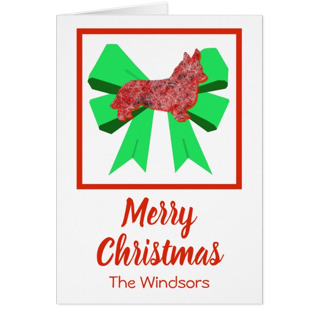 Corgi Welsh mignonne Christmas Dog & Green Bow Car (Devant)