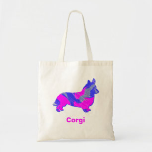Corgi - Welsh Pembroke Dog Pink & Blue Silhouette Tote Bag