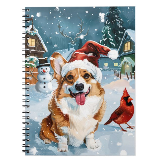Corgi Winter Wonderland Christmas Joy Notebook (Front)