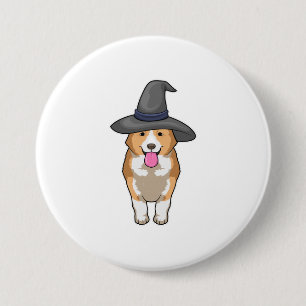 Corgi Witch 3 Inch Round Button