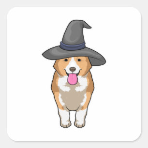 Corgi Witch Square Sticker