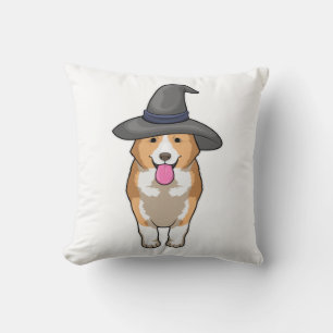 Corgi Witch Throw Pillow