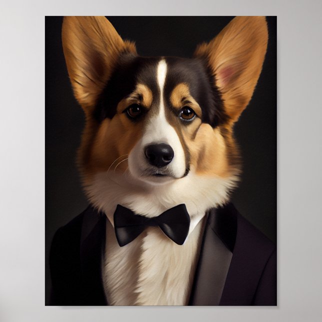 Corgi with a bow tie poster (Front)