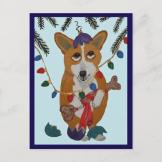 Corgi with Broken Christmas Ornaments Postcard