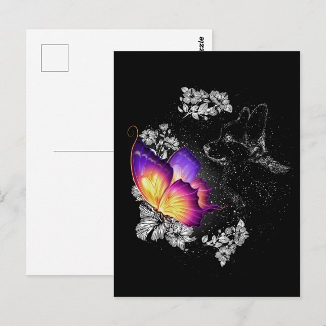 Corgi With Butterfly Dog In Heaven Memorial Day Postcard (Front/Back)