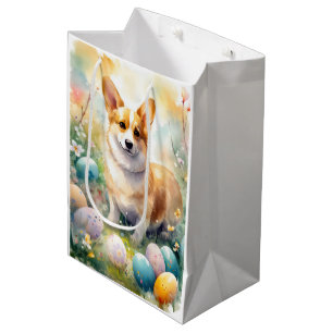 Corgi with Easter Eggs Holiday Medium Gift Bag