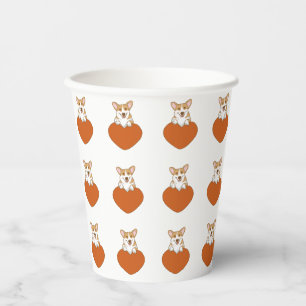 Corgi With Heart Cute Paper Cups