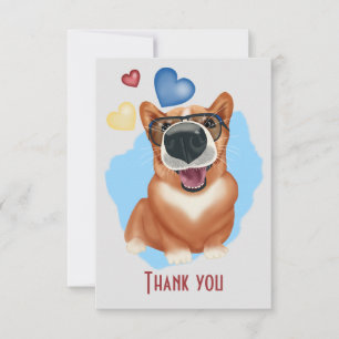 Corgi with sunglasses. Corgi lovers Thank You Card