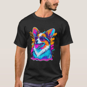 Corgi with Sunglasses Splashes Colourful 2 T-Shirt