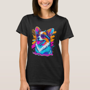 Corgi with Sunglasses Splashes Colourful 2 T-Shirt