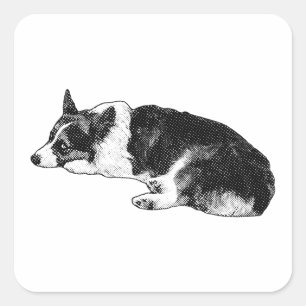 Corgi with Thoughtful Expression Square Sticker