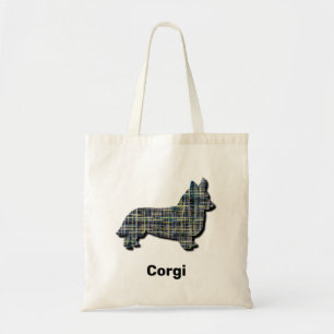 Corgi Yellow & Black Grid Line Tote Bag