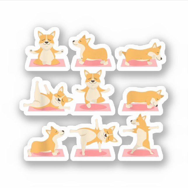 Corgi Yoga Shirt-Yoga Corgi Dog On Mat-Cool Gifts  (Front)