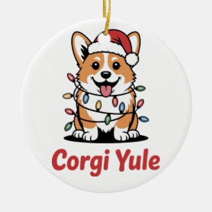 Corgi Yule Funny Christmas Kawaii Corgi Dog Lover Ceramic Ornament