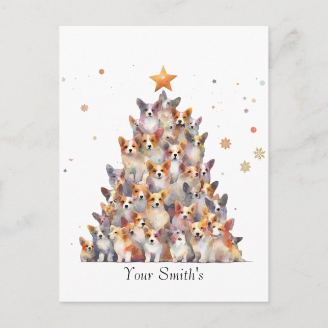 Corgies Christmas Holiday Postcard (Front)