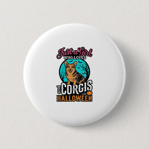 Corgis and Halloween Girl Vintage Engraving Shirt  2 Inch Round Button