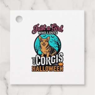 Corgis and Halloween Girl Vintage Engraving Shirt Favour Tags