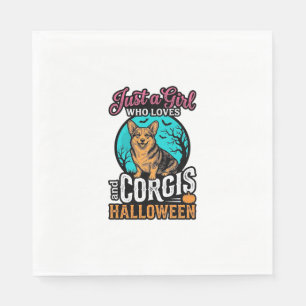 Corgis and Halloween Girl Vintage Engraving Shirt Napkin
