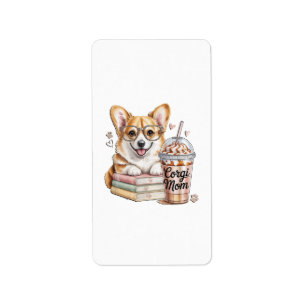 Corgis Books and Iced Coffee for Dog Label
