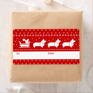 Corgis Christmas Sleigh Dogs Holiday To From