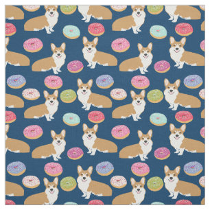 Corgis Doughnuts Fabric - cute corgi doughnut